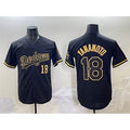 Johnsonshop Los Angeles Dodgers #18 Yoshinobu Yamamoto Black Gold  Limited Stitched Jersey 2