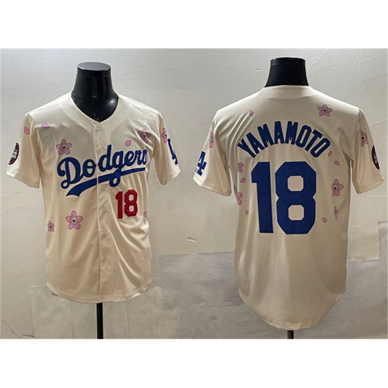 Johnsonshop Los Angeles Dodgers #18 Yoshinobu Yamamoto Cream  2025 Tokyo Series Limited Stitched Jersey
